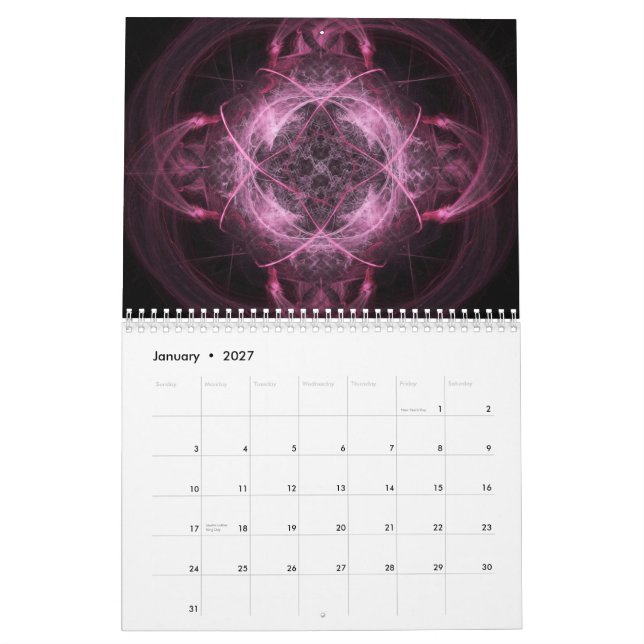 Calendario de los fractales 2012 del Apophysis (Jan 2027)