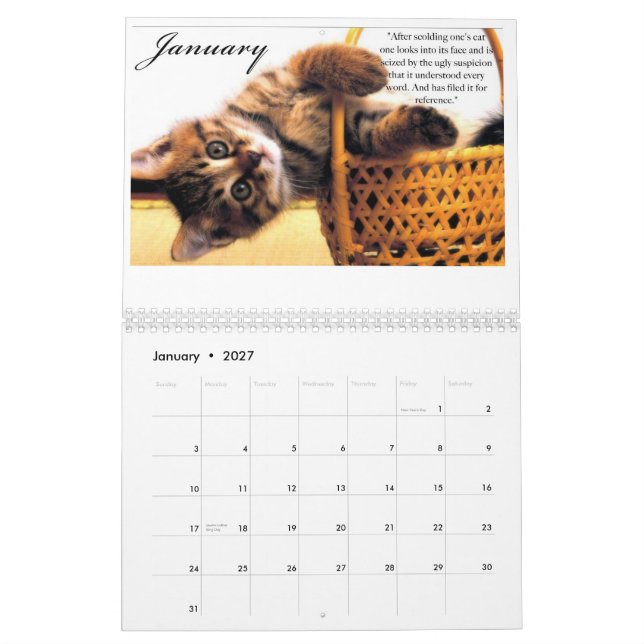 Calendario de los gatitos y de las citas 2009 (Jan 2027)