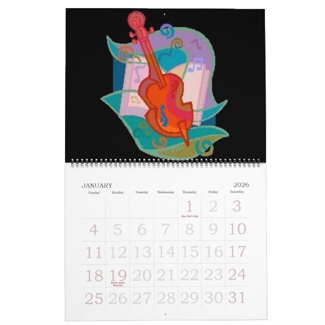 Calendario de los instrumentos musicales (Jan 2026)