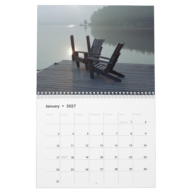 Calendario de los momentos de Adirondack (Jan 2027)