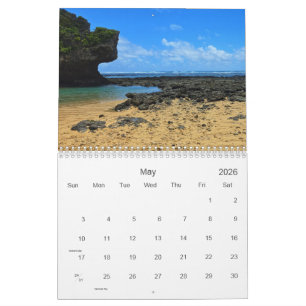 Calendario de los océanos Okinawa de las rocas de 