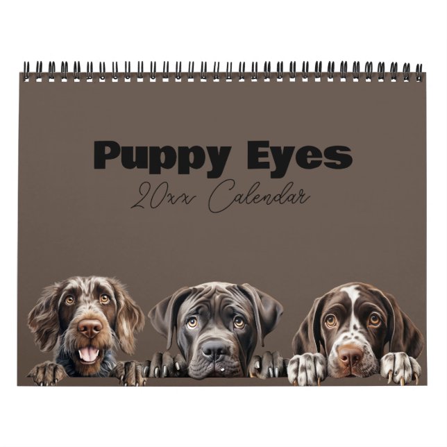 Calendario de los ojos de cachorro de perro lindo (Tapa)