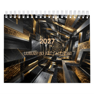 Calendario de lujo negro y dorado 3D 2027