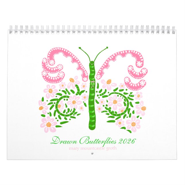 Calendario de mariposas dibujadas 2026 (Tapa)