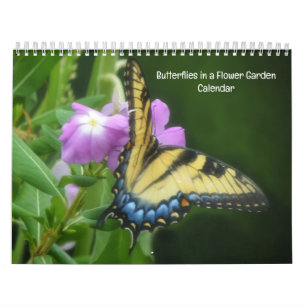 Calendario de Mariposas en un Jardín de Flores