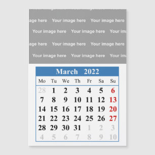 Calendario de marzo de 2022 Tarjeta magnética