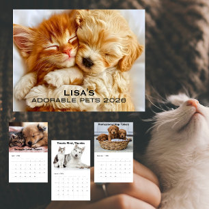 Calendario de Mascotas Adorables 2026 con Nombre