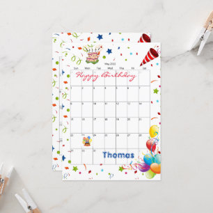 Calendario de Mayo de 2022 Invitación feliz cumple