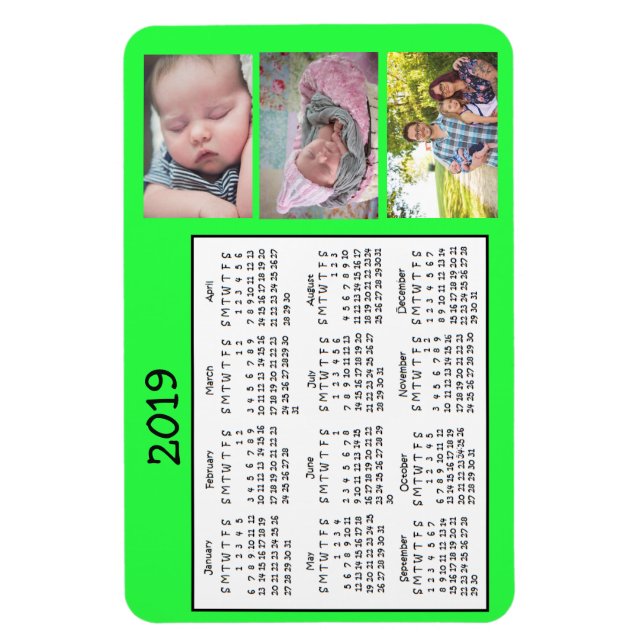 Calendario de Mini imán fotográfico personalizado  (Vertical)
