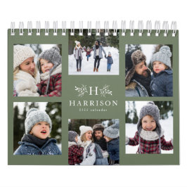 Calendario de monograma verde del sabio de fotos d