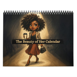 Calendario de mujer africana americana mediana