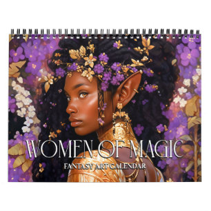 Calendario de mujeres de magia de arte de fantasía