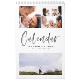 Calendario de multifotografía de escritura de acua