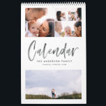 Calendario de multifotografía de escritura de acua<br><div class="desc">Calendario de fotos multi-guión de acuarela moderna. El calendario familiar perfecto para usted o como regalo.</div>
