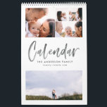Calendario de multifotografía de escritura de acua<br><div class="desc">Calendario de fotos multi-guión de acuarela moderna. El calendario familiar perfecto para usted o como regalo.</div>