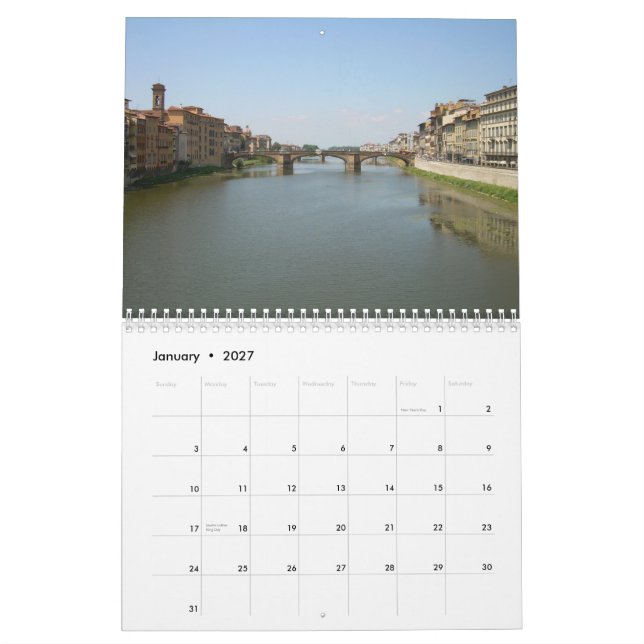 Calendario de Muro de FLORENCIA (Jan 2027)