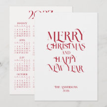 Calendario de Navidad con Caligrafía Simple y Eleg