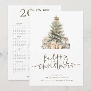 Calendario de Navidad de 2027 con guión de salvia