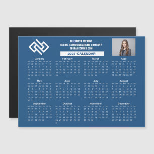 Calendario de Negocios Azul 2027 Imán de Empresa P