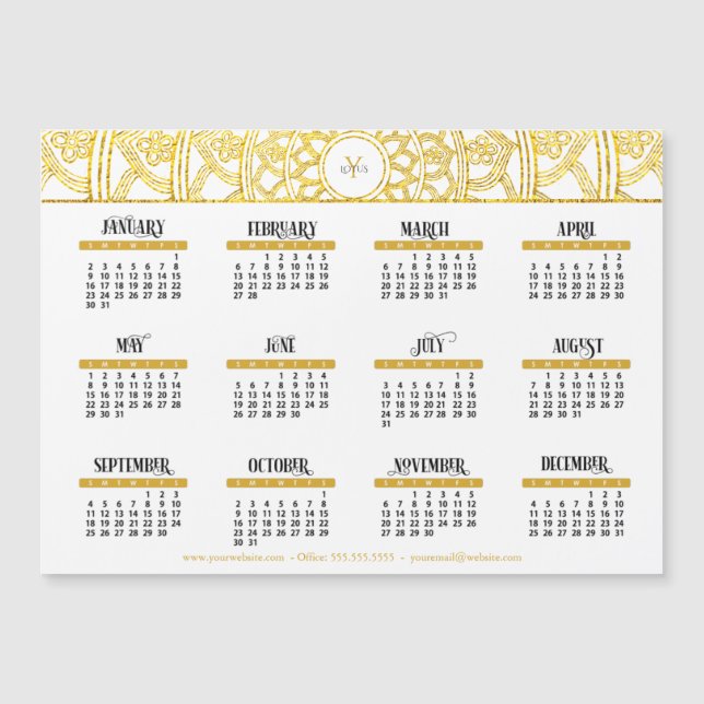 Calendario de negocios Gold Lotus Monogram 2022  (Anverso)