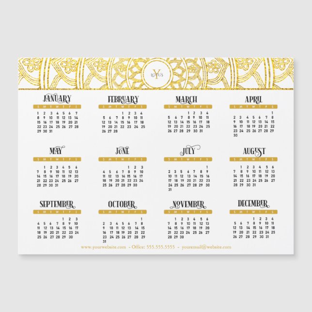 Calendario de negocios Gold Lotus Monogram 2023 (Anverso)