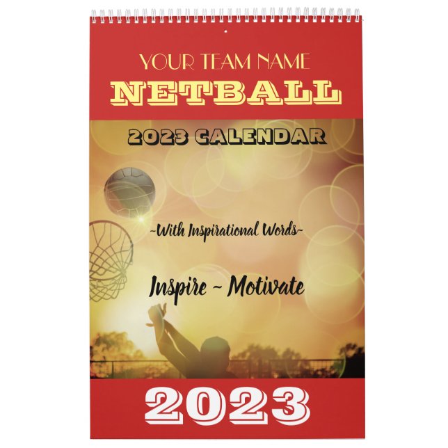 Calendario de Netball de personalizado Team Name 2 (Tapa)