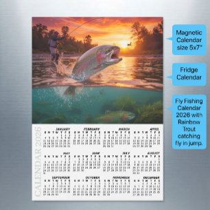 Calendario de nevera de pesca con mosca 2026, truc