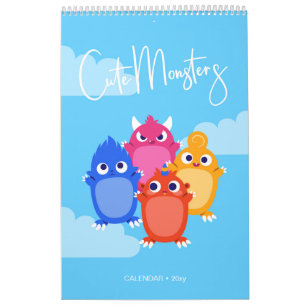 Calendario de niños de monstruos lindos
