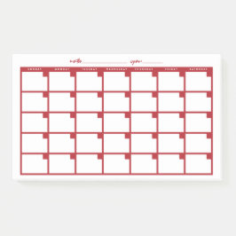 Calendario de notas pegajosas sin fecha - Rojo