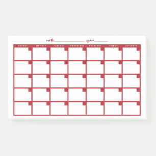 Calendario de notas pegajosas sin fecha - Rojo