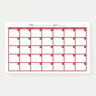 Calendario de notas pegajosas sin fecha - Rojo