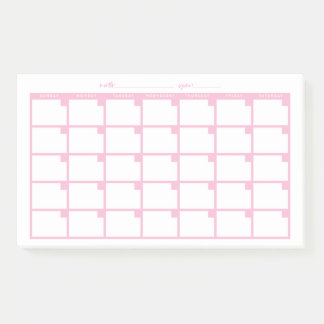 Calendario de notas pegajosas sin fecha - Rosa