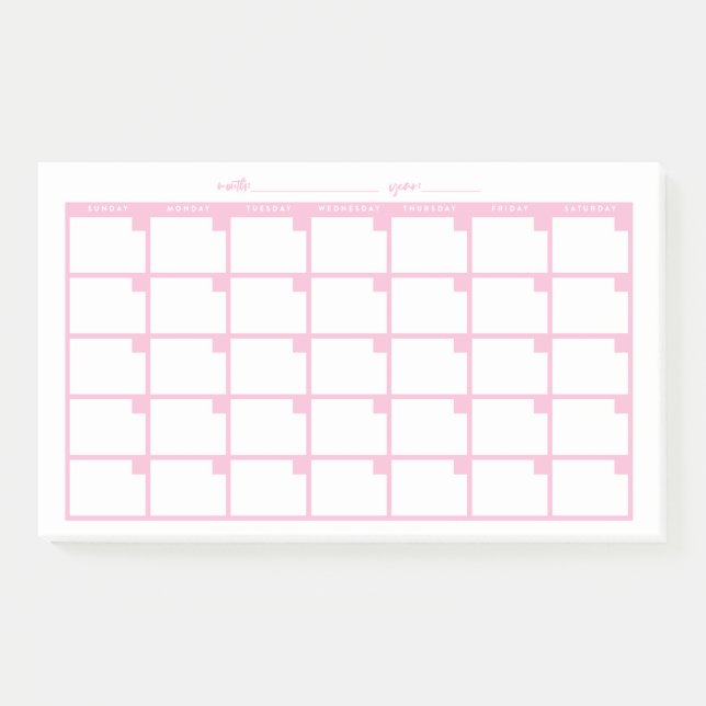 Calendario de notas pegajosas sin fecha - Rosa (Anverso)