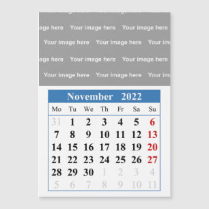 Calendario de noviembre de 2022 Tarjeta magnética