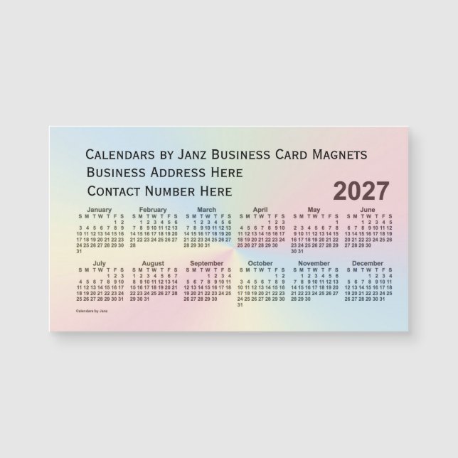 Calendario de nubes arcoiris 2027 de Janz Magnet (Anverso)