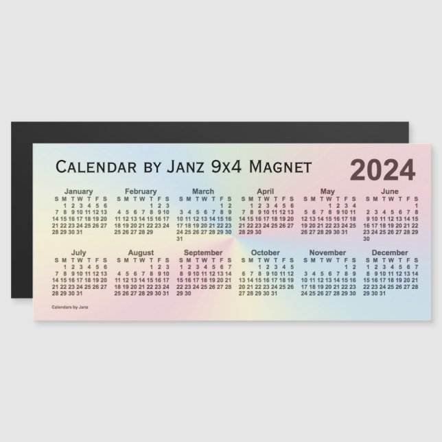 Calendario de nubes arcoiris de 2024, de 9x4 imán (Anverso/Reverso)