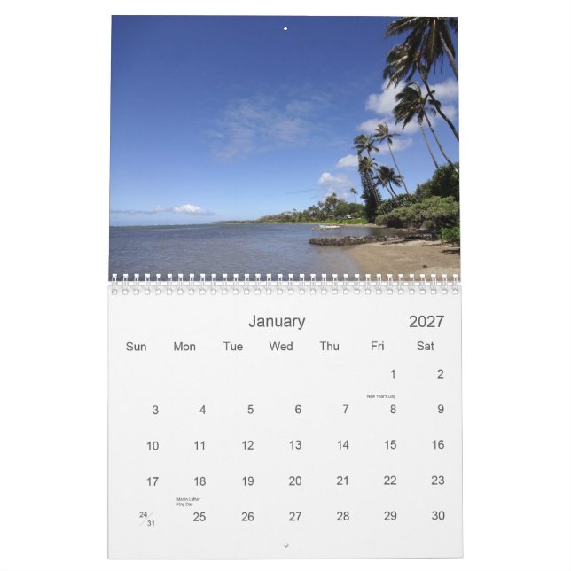 Calendario de Oahu, Hawaii 2013 (Jan 2027)