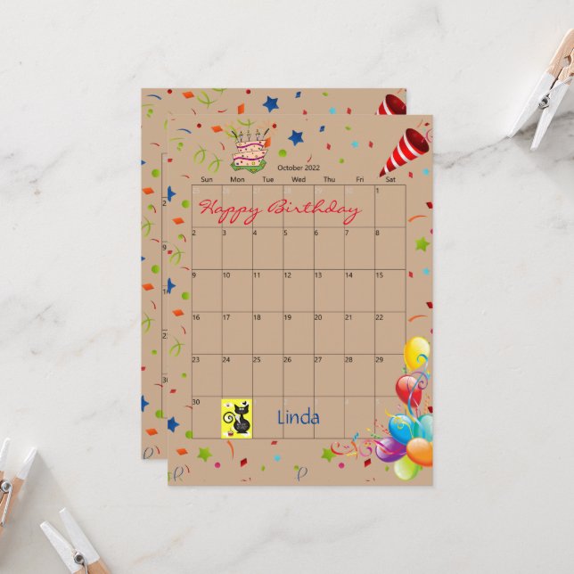 Calendario de Octubre de 2022 Invitación feliz cum (Anverso/Reverso In Situ)