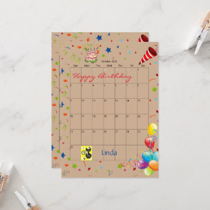 Calendario de Octubre de 2022 Invitación feliz cum