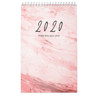 Calendario de oficina de énfasis rosa 2020