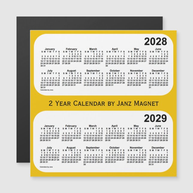 Calendario de Oro de 2 años 2028-2029, de Janz (Anverso/Reverso)