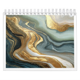 Calendario de Oro Fluido Abstracto de Lujo 2027