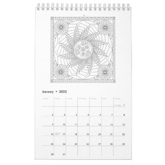 Calendario de páginas de color de Mandala en blanc