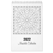 Calendario de páginas de color de Mandala en blanc