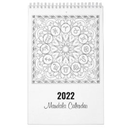 Calendario de páginas de color de Mandala en blanc