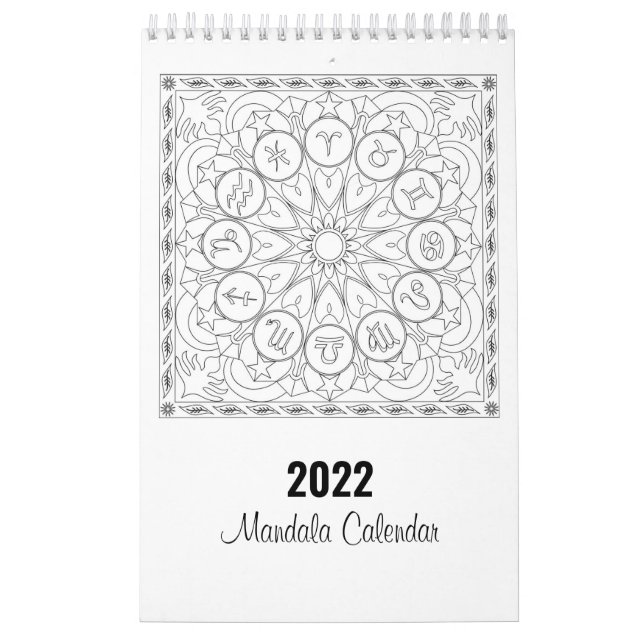 Calendario de páginas de color de Mandala en blanc (Tapa)