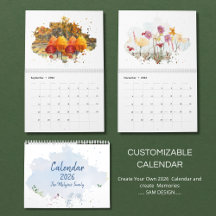 Calendario de paisaje en acuarela 2026 | Naturalez