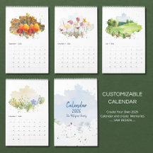Calendario de paisaje en acuarela 2026 | Naturalez