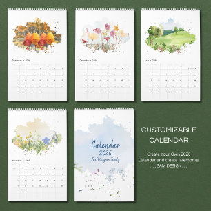 Calendario de paisaje en acuarela 2026   Naturalez