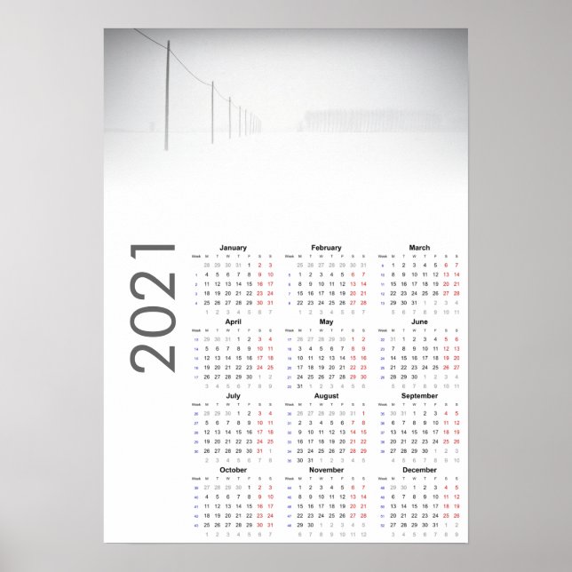 Calendario de paisaje nevado 2021 Póster (Frente)